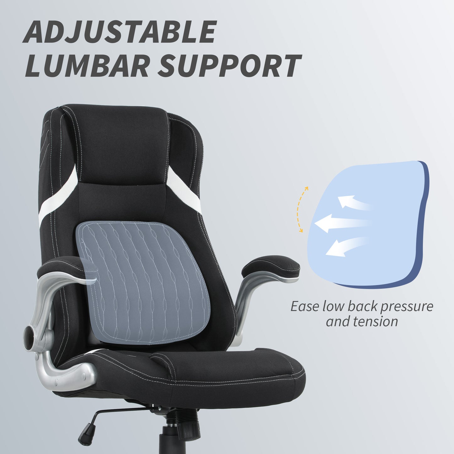 Fabric Office Desk Chair w/ Adjustable Height Tilt Function Black