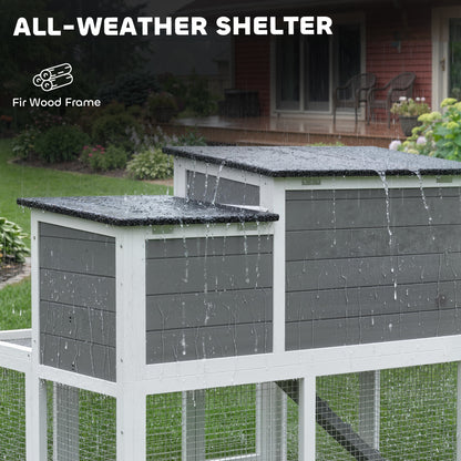 Wooden Rabbit Hutch, Outdoor Bunny Cage with Waterproof Roof