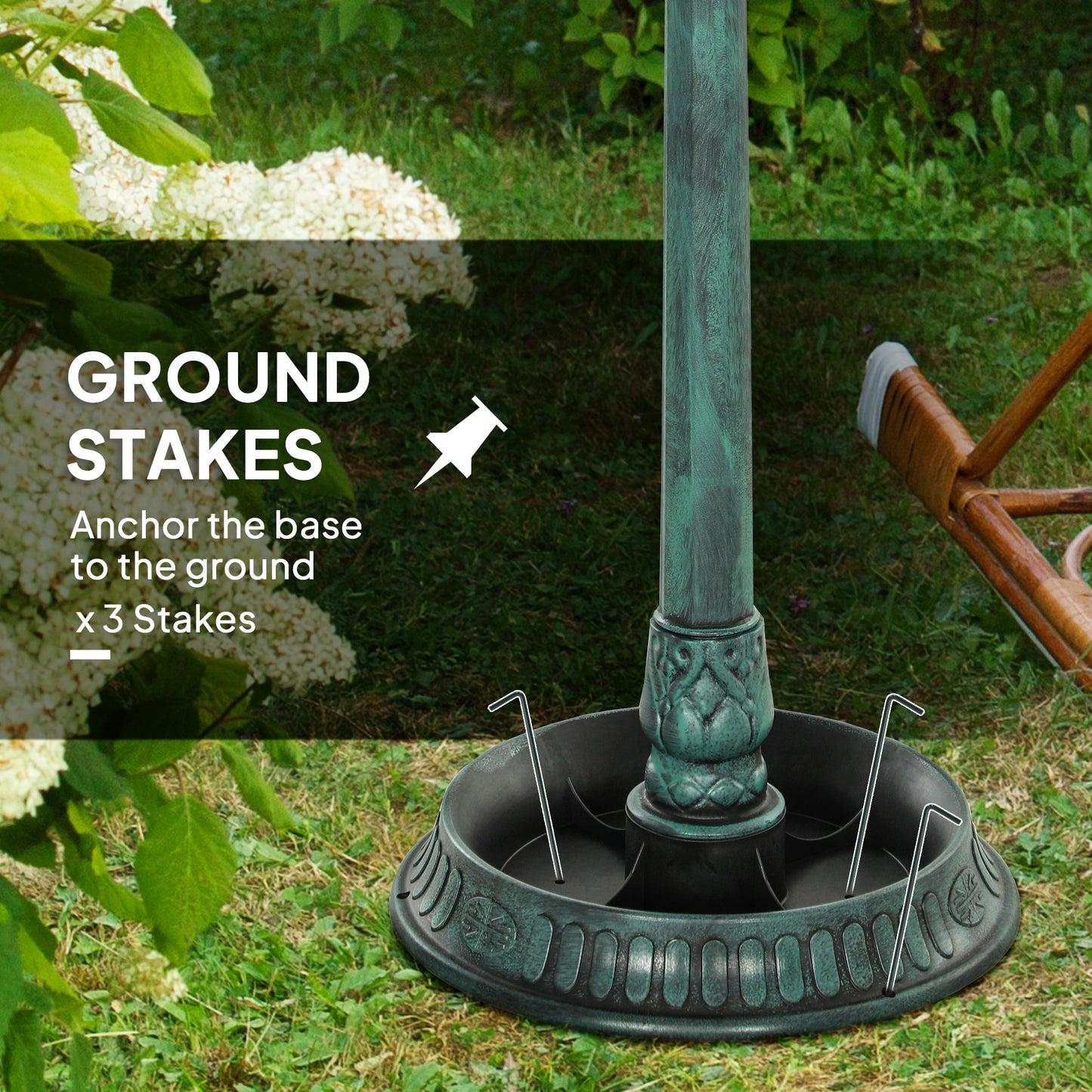 3-in-1 Garden Bird Bath, Birdbath with Large Water Basin, Green