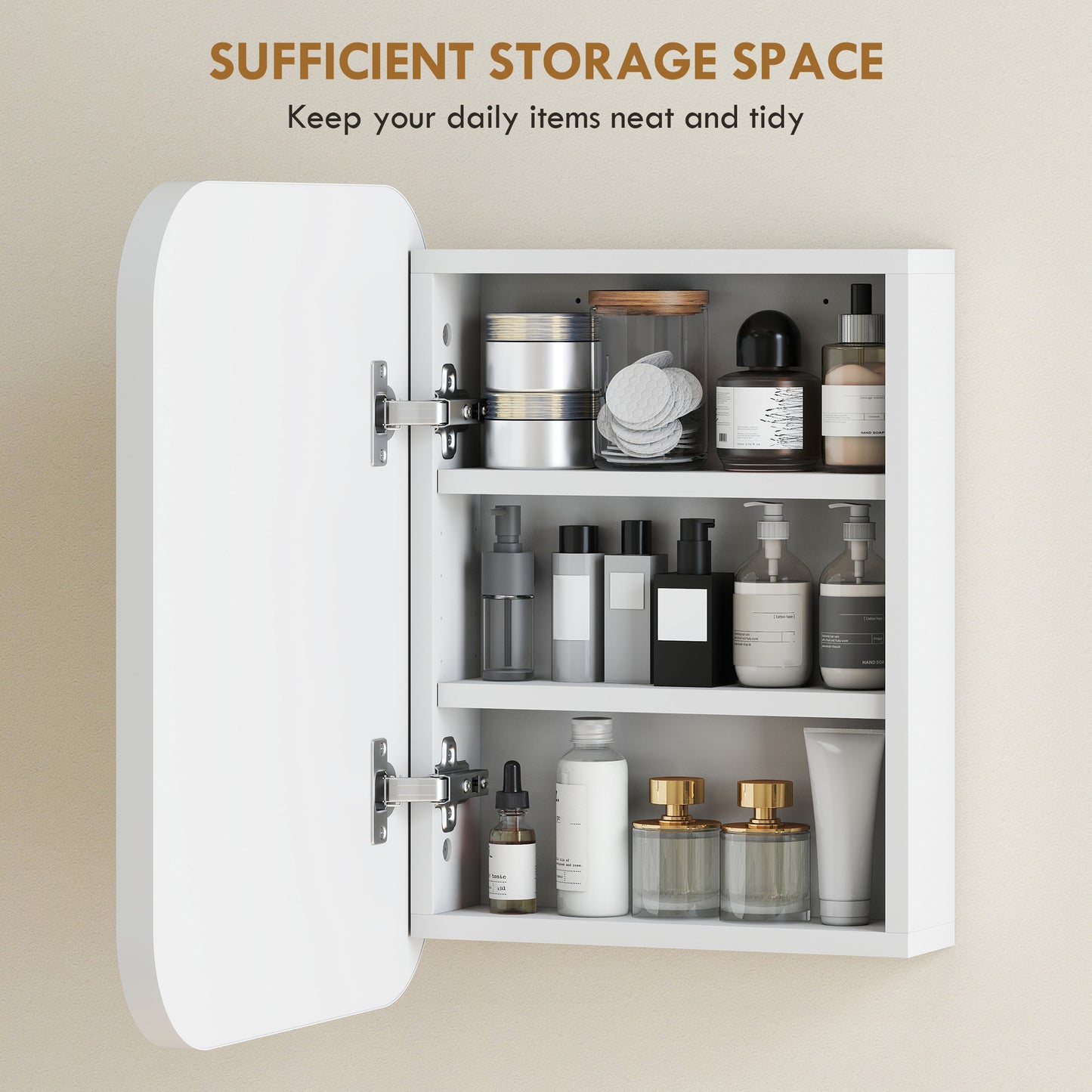 Wall Mounted Bathroom Cabinet with Mirror Adjustable Shelves White