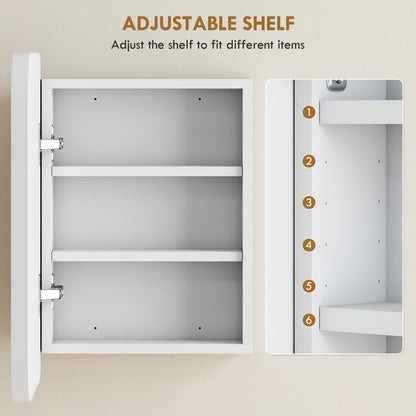Wall Mounted Bathroom Cabinet with Mirror Adjustable Shelves White