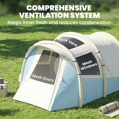 Inflatable Camping Tent w/ Air Pump, 2-3 Person Blow Up Tent, Blue