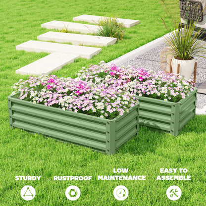 Set of 2 Raised Garden Bed Galvanised Planter Box, Light Green