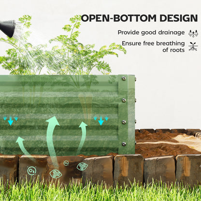 Set of 2 Raised Garden Bed Galvanised Planter Box, Light Green