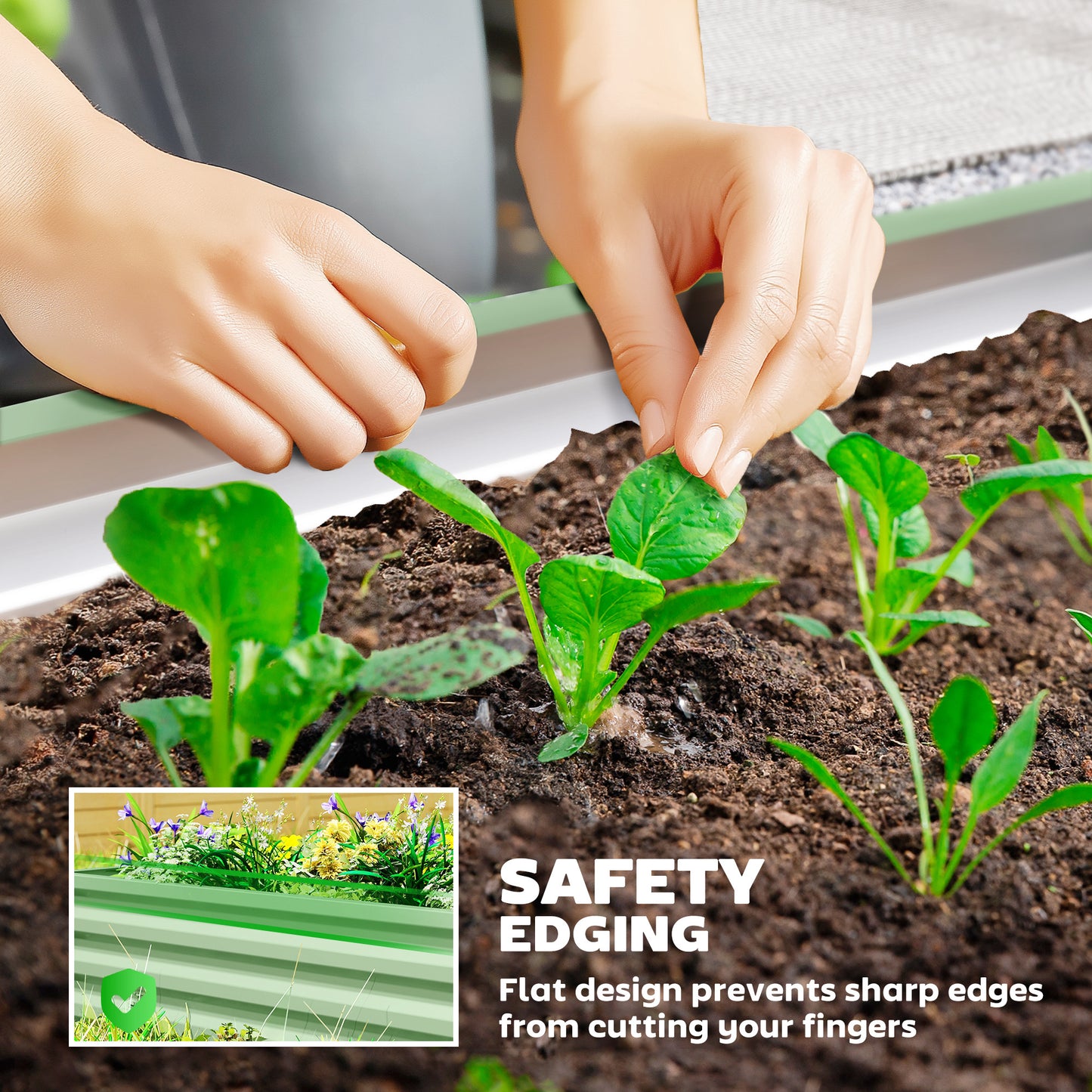 Set of 2 Raised Garden Bed Galvanised Planter Box, Light Green