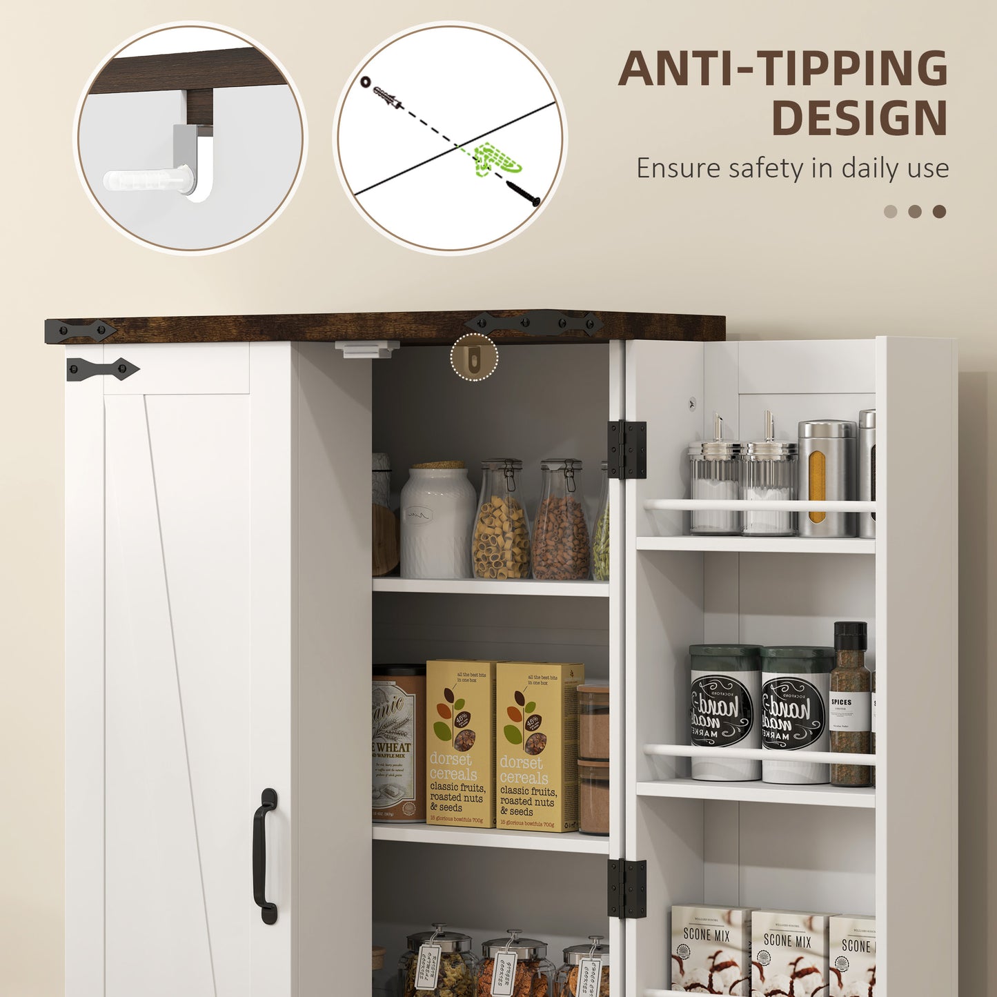 Kitchen Cupboard Pantry Cabinet with Adjustable Shelves White