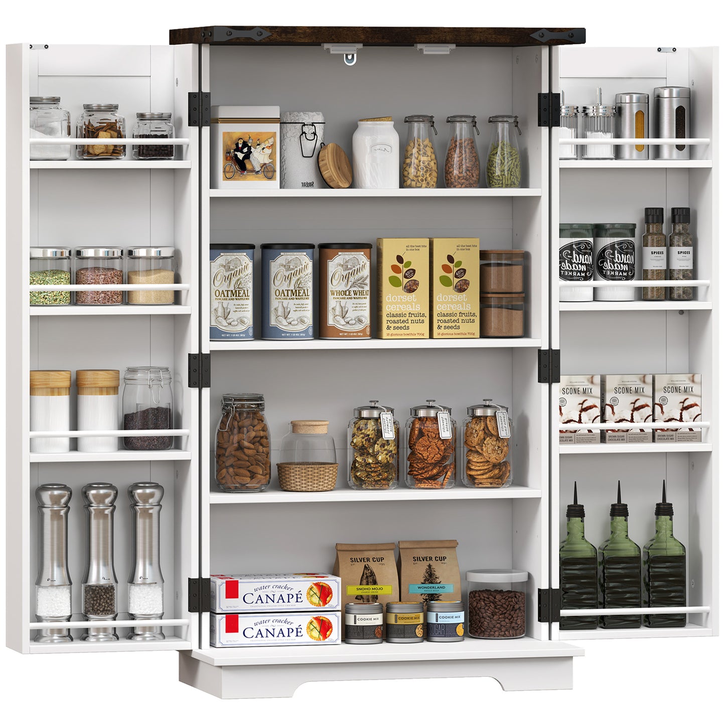 Kitchen Cupboard Pantry Cabinet with Adjustable Shelves White