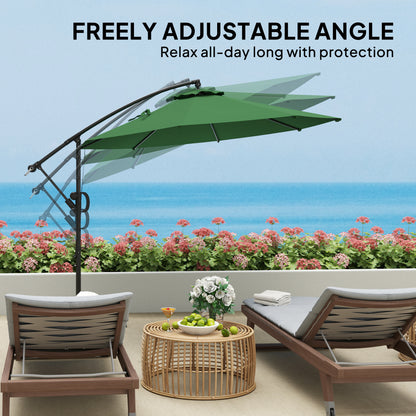 3(m) Cantilever Banana Parasol with Cover Wind Strap UPF50+Green