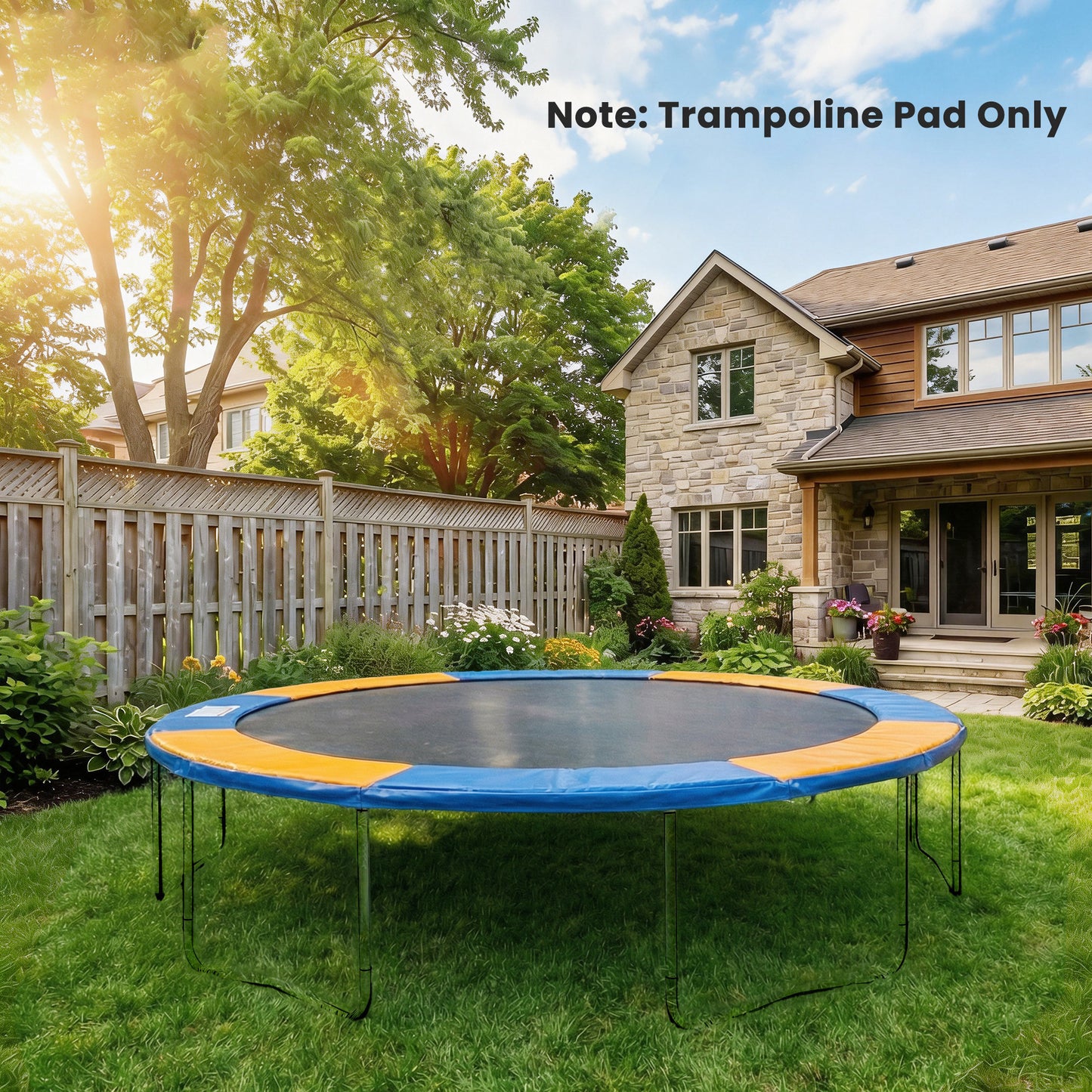 8FT Trampoline Spring Cover, Plastic Trampoline Pad, Yellow and Blue