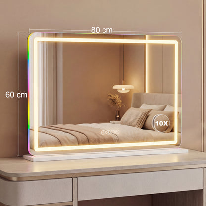 Vanity Mirror with Lights and Bluetooth Speaker, 80 x 60 cm, White