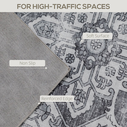 Flannel Non-Slip Washable Rug for Living Room, 290 x 200 cm, Grey