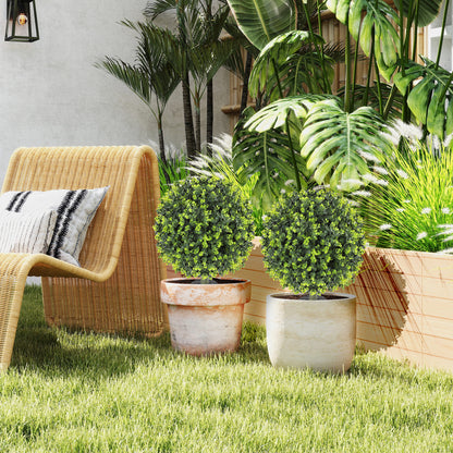 Warehouse Clearance: Set of 2 40cm Artificial Boxwood Topiary Ball Bush for Indoor Outdoor