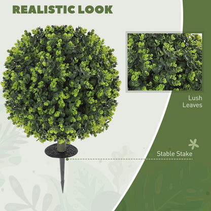 Warehouse Clearance: Set of 2 40cm Artificial Boxwood Topiary Ball Bush for Indoor Outdoor