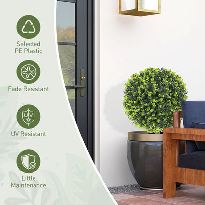 Warehouse Clearance: Set of 2 40cm Artificial Boxwood Topiary Ball Bush for Indoor Outdoor