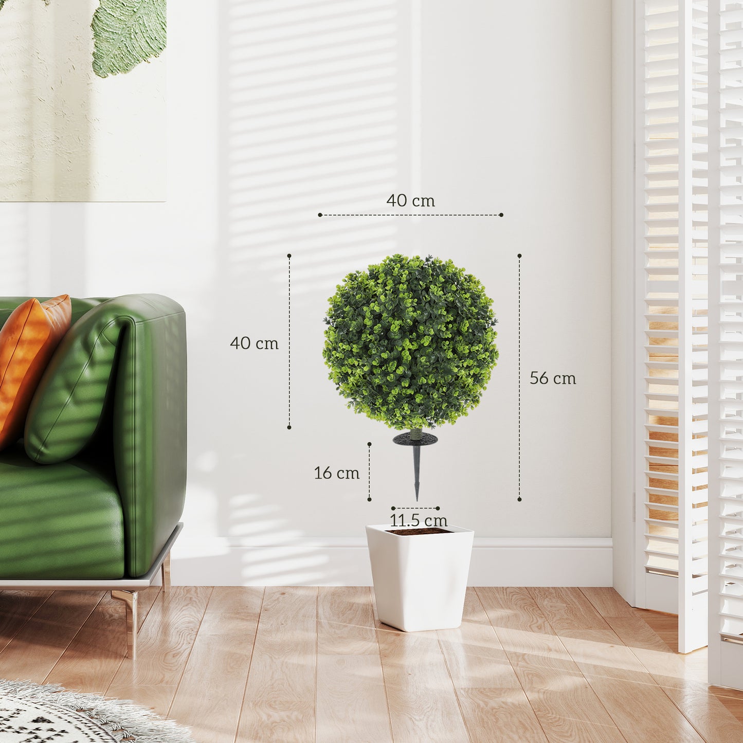 Warehouse Clearance: Set of 2 40cm Artificial Boxwood Topiary Ball Bush for Indoor Outdoor