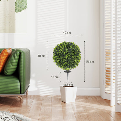 Warehouse Clearance: Set of 2 40cm Artificial Boxwood Topiary Ball Bush for Indoor Outdoor