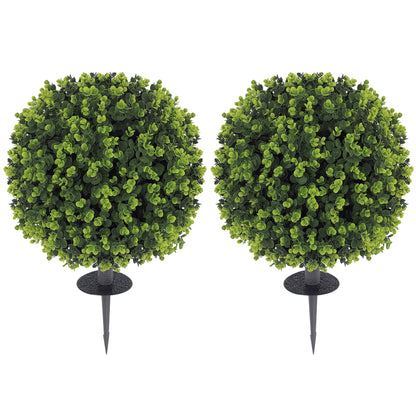 Warehouse Clearance: Set of 2 40cm Artificial Boxwood Topiary Ball Bush for Indoor Outdoor