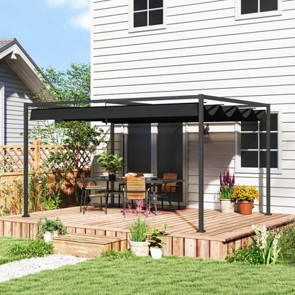 4x3(m) Metal Pergola Gazebo Patio Sunshelter Retractable Canopy Black
