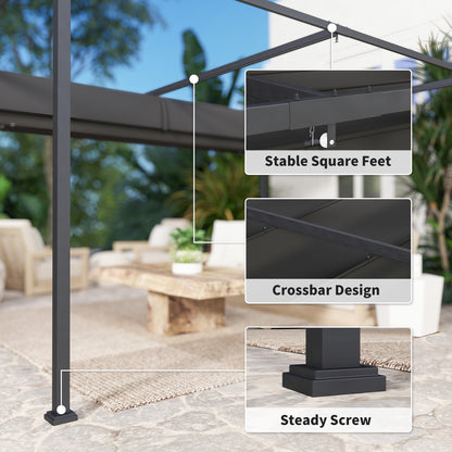 4x3(m) Metal Pergola Gazebo Patio Sunshelter Retractable Canopy Black