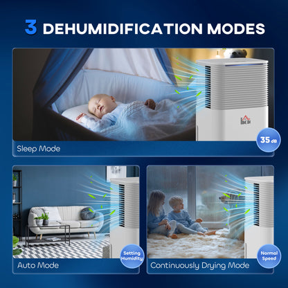 12L/Day Portable Quiet Dehumidifier for Home, Electric Air De-Humidifier