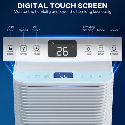 12L/Day Portable Quiet Dehumidifier for Home, Electric Air De-Humidifier