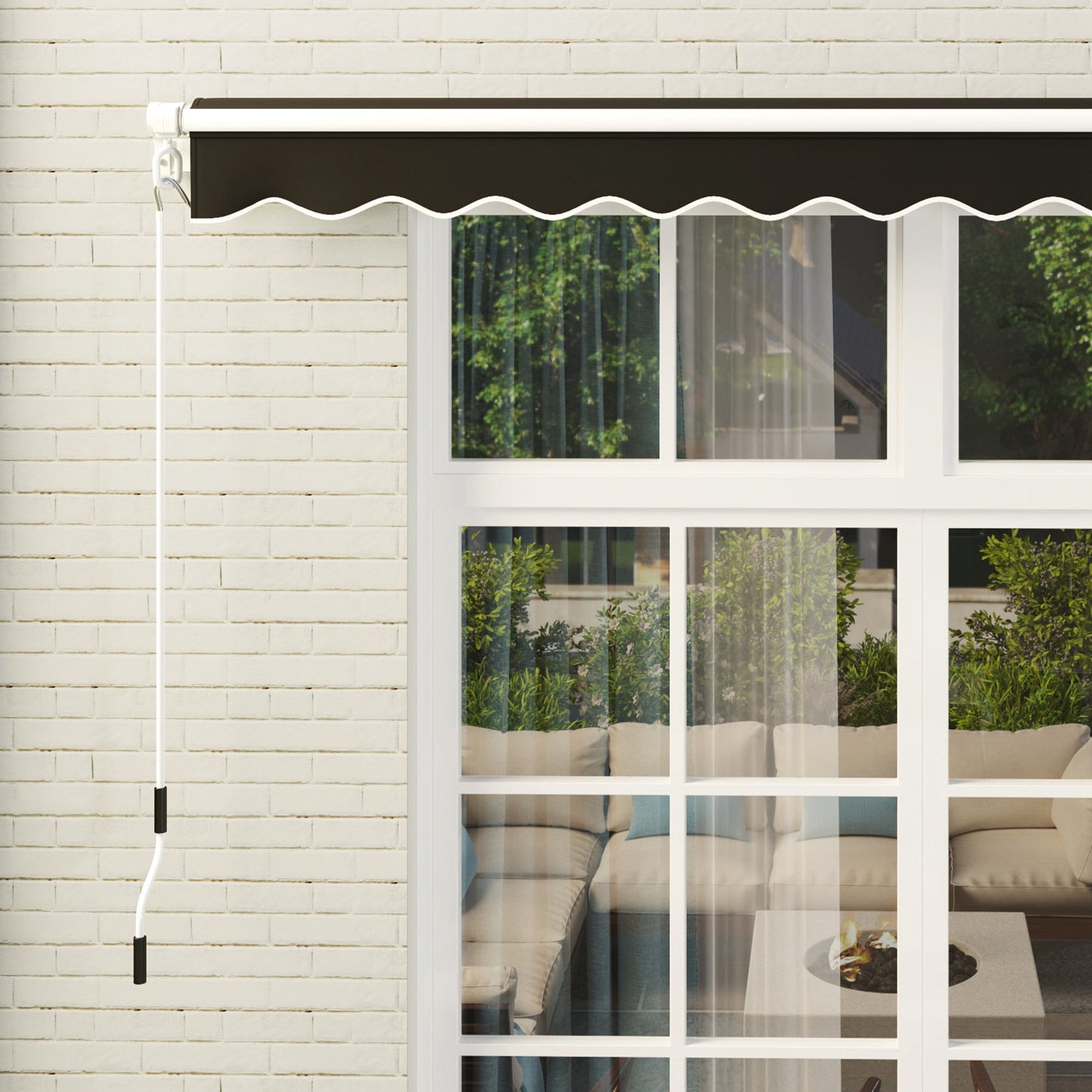 2.95 x 2.5m Canopy Sun Shade Shelter with Crank Handle, Black