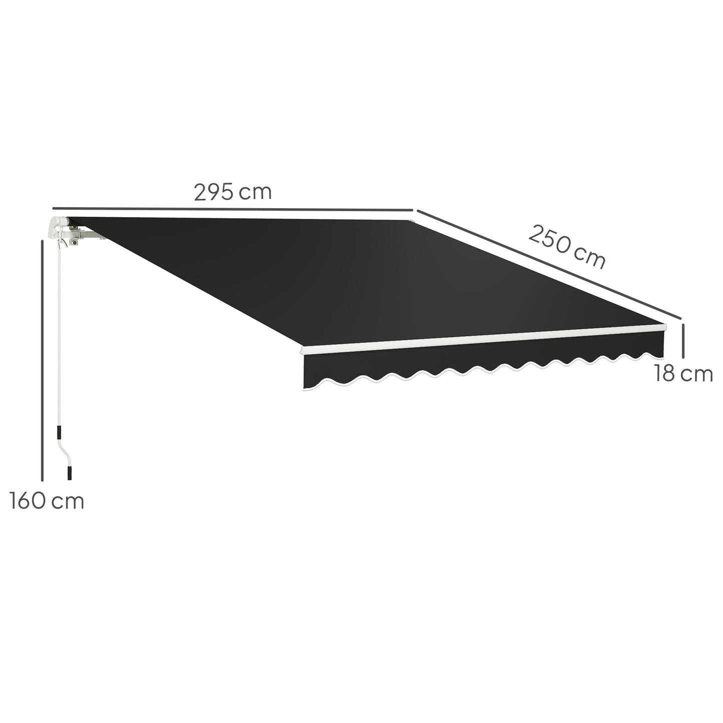 2.95 x 2.5m Canopy Sun Shade Shelter with Crank Handle, Black