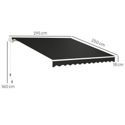 2.95 x 2.5m Canopy Sun Shade Shelter with Crank Handle, Black