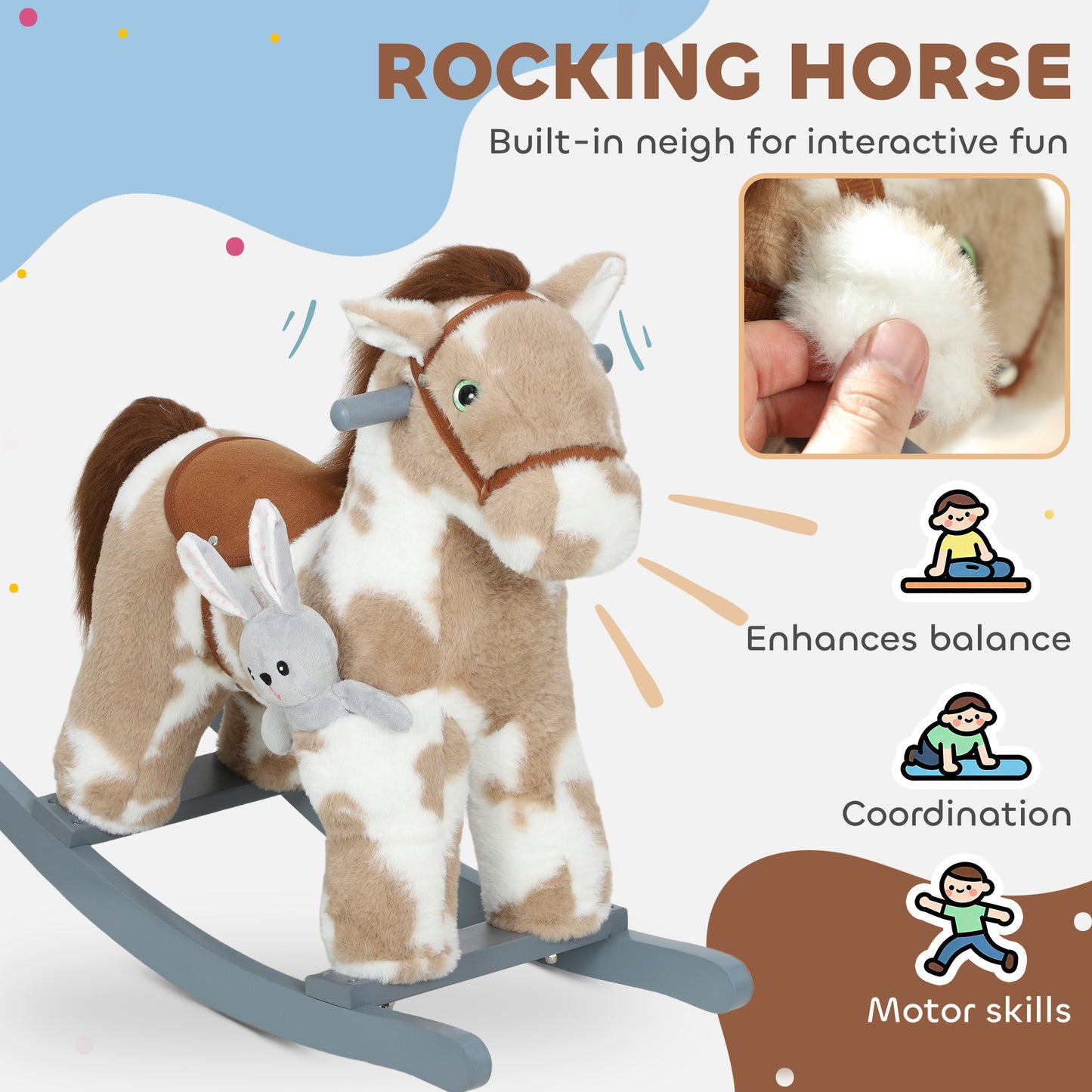 Baby Rocking Horse, Animal Rocker with Sound and Toy