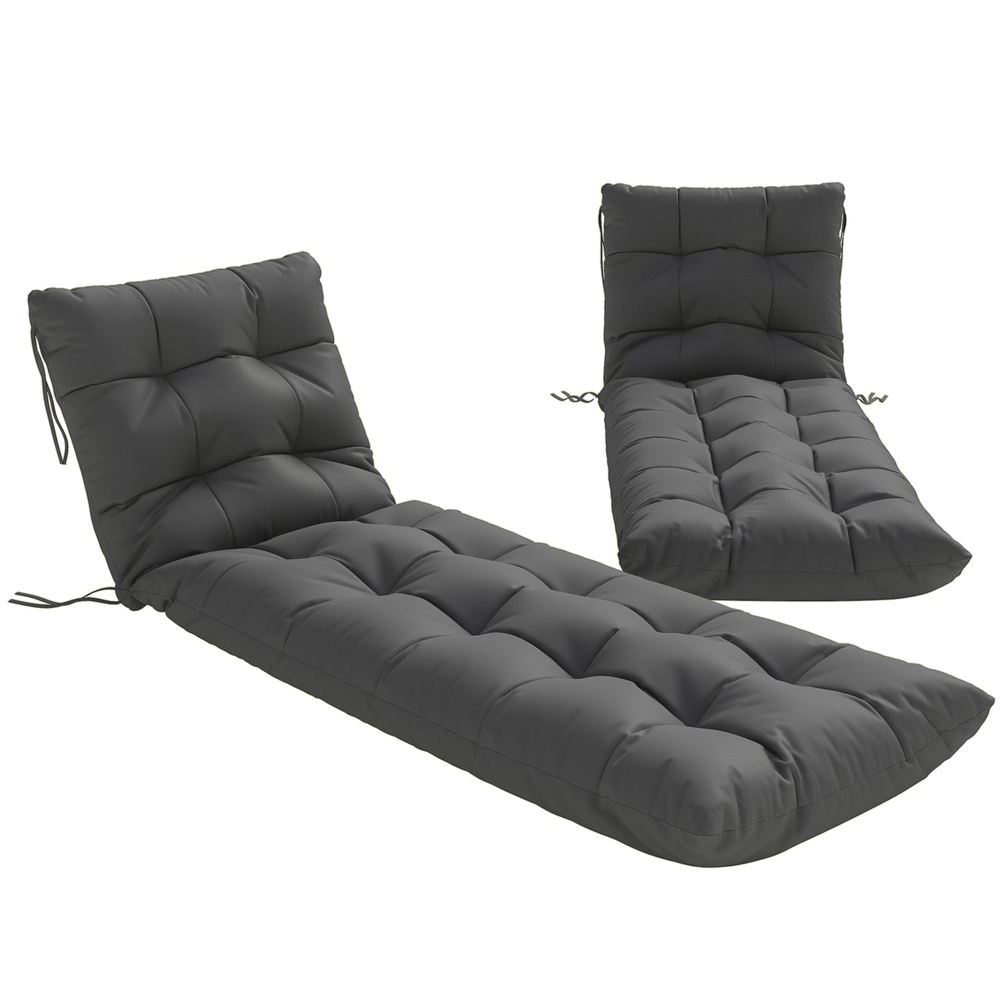 Sun Lounger Cushions Only, Sunbed Replacement Pads with 4 Ties