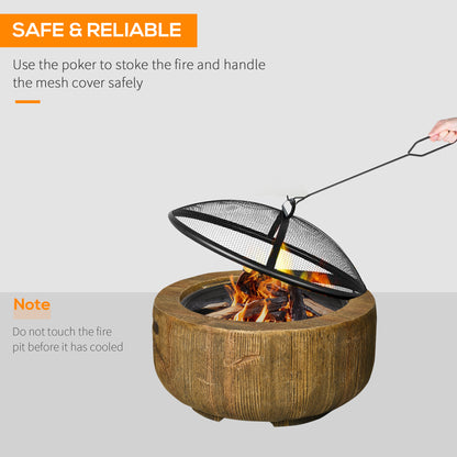 Fire Pit with Spark Screen and Poker, Φ61.5 Wood-burning Brazier