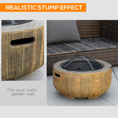 Fire Pit with Spark Screen and Poker, Φ61.5 Wood-burning Brazier