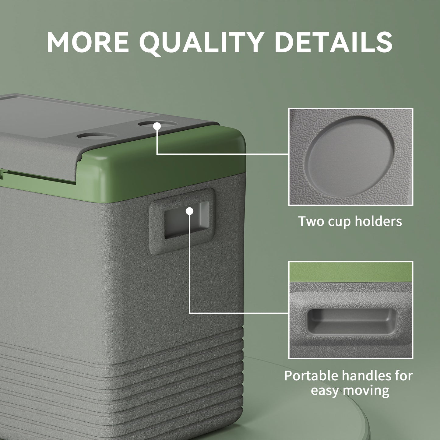 50L Car Refrigerator 12V Portable Freezer for Camping, Light Green