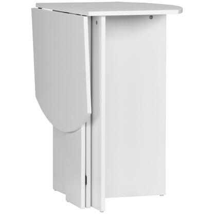 Foldable Dining Table Compact Drop Leaf Table for Kitchen White