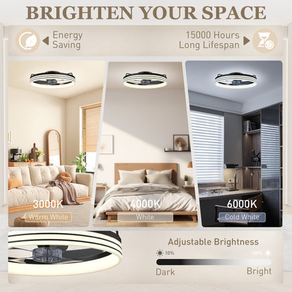 Ceiling Fan with Light and & App Control, 6 Speed, 50 cm, Black
