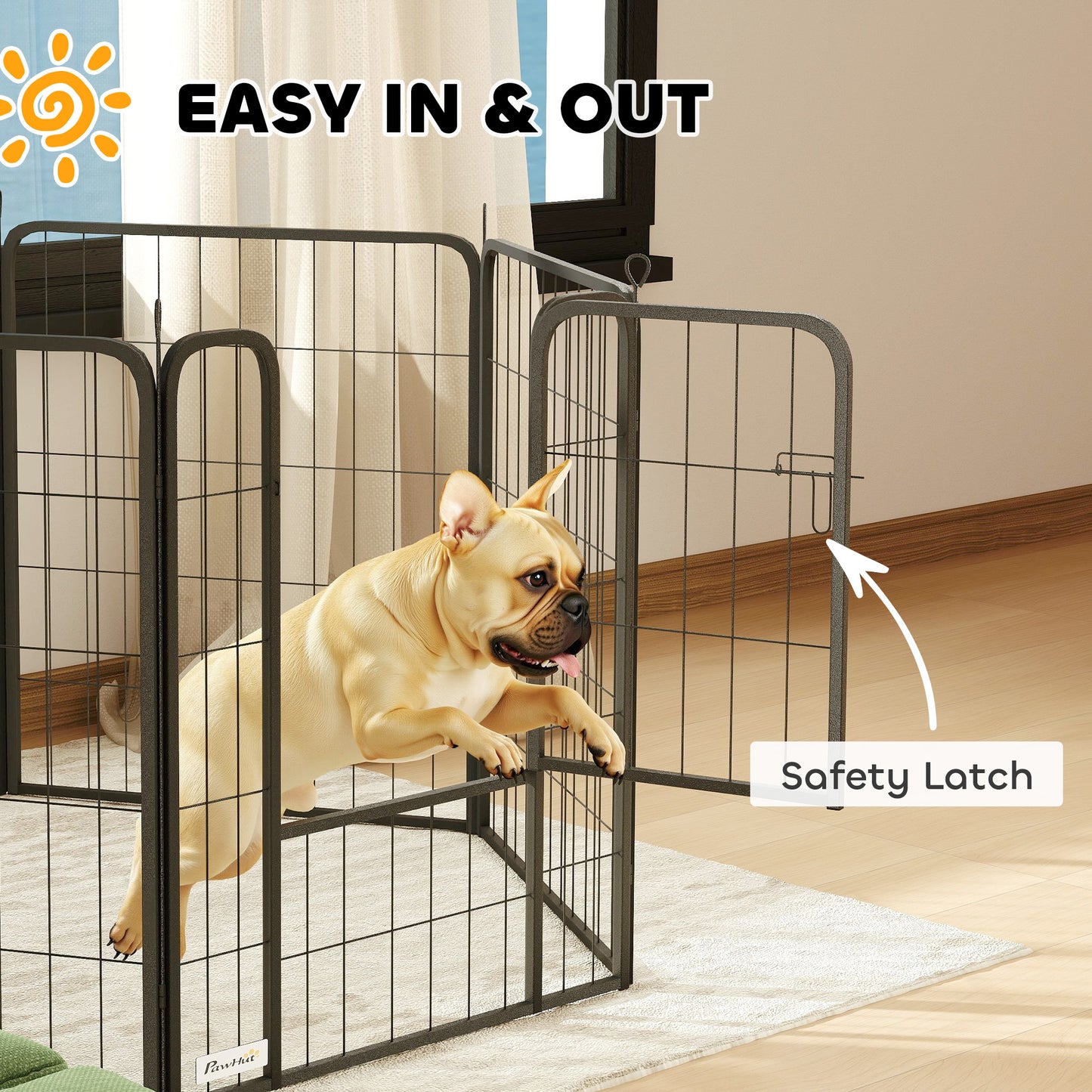 Dog Playpen, 6 Panels Puppy Pen Dog Playpen, 100cm High, Black