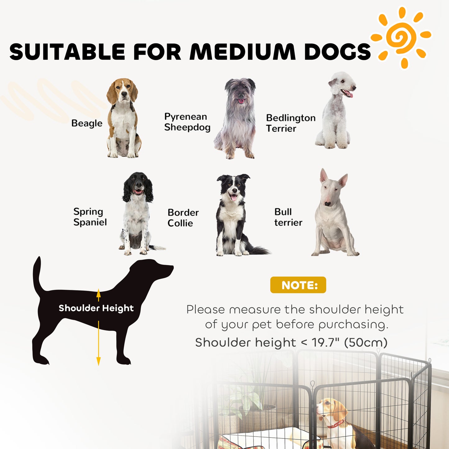 Dog Playpen, 6 Panels Puppy Pen Dog Playpen, 100cm High, Black