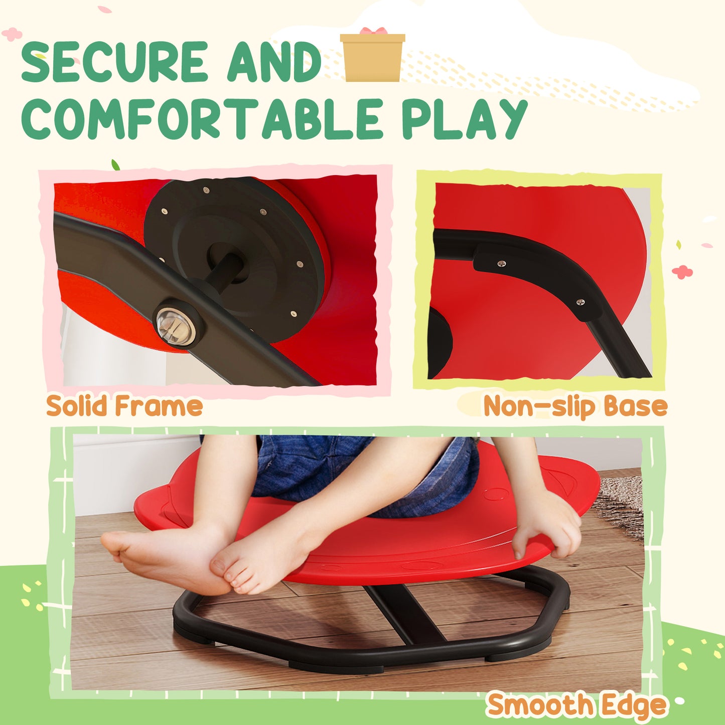 Planet-Shaped Kids Swivel Chair, Sensory Spinning Chair, Red