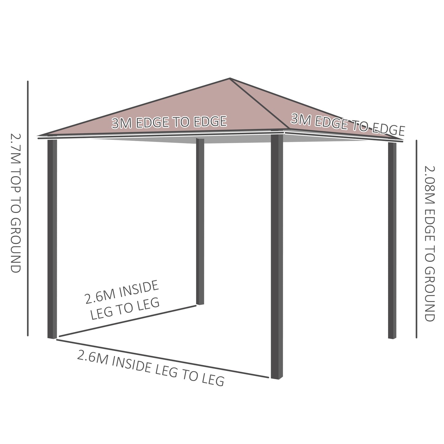 3m x 3m Garden Metal Gazebo Marquee Party Tent Canopy Shelter Pavilion