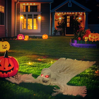 Life Size Halloween Animated Crawling Mummy with Glowing LED Eyes