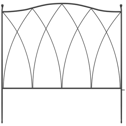 Decorative Garden Fencing, 5PCs Outdoor Picket Fence Panels, Rustproof Metal Wire Landscape Flower Bed Border Edging Animal Barrier, Black