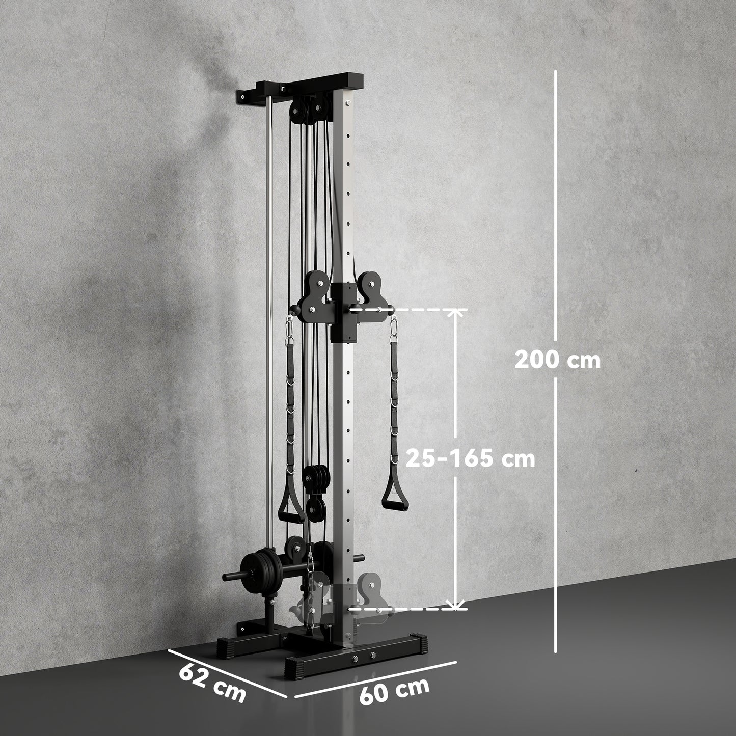 Wall Mount Cable Station with 15 Positions Adjustable Dual Pulleys