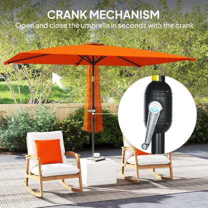 3x2m Garden Parasol Canopy Tilt Crank 6 Ribs Sun Shade Orange