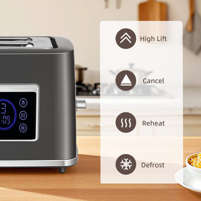 1.7L 3000W Rapid Boil Kettle and 2 Slice Toaster Set Crumb Tray Grey