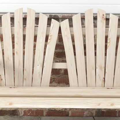 2 Seater Garden Bench w/ Wheel-Shaped Armrests Natural Wood