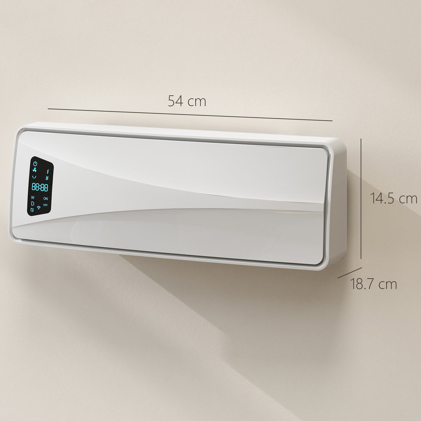 2000W Ceramic Electric Heater with Fan, Wall Heater, White