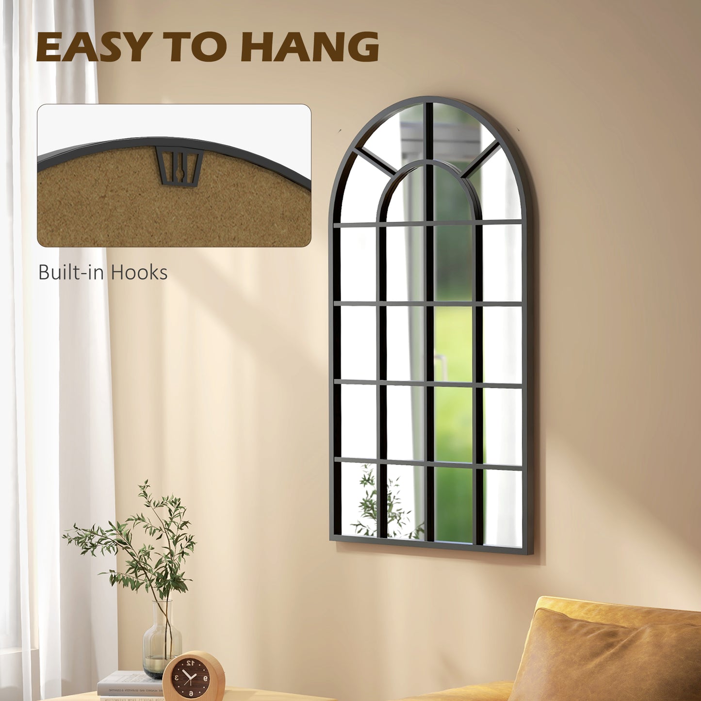 Arched Decorative Wall Mirror for Bedroom Living Room, Modern Window Bathroom Mirror for Home Decor