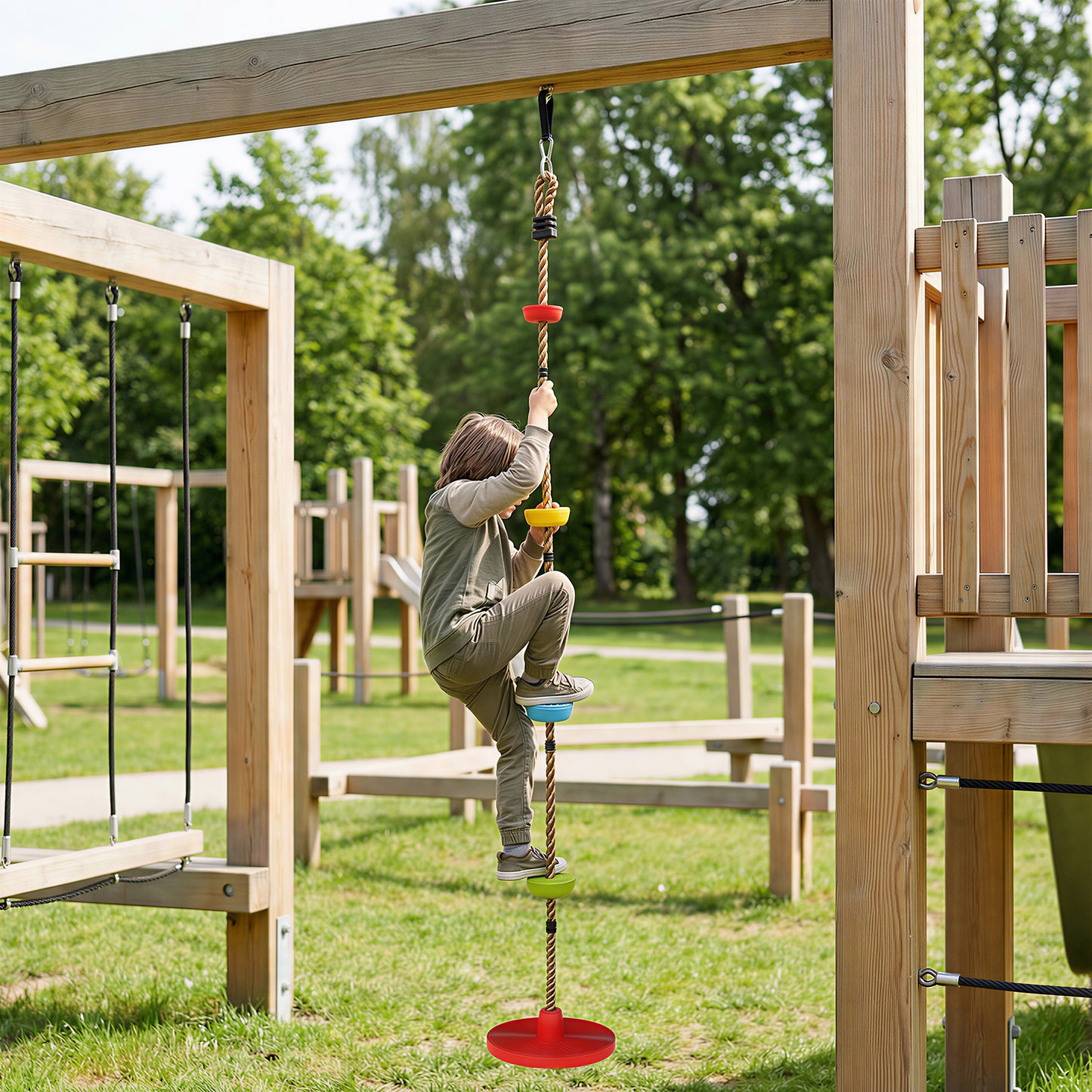 Climbing Rope, Kids Tree Swing Kit with Disc Swings Seat, Red