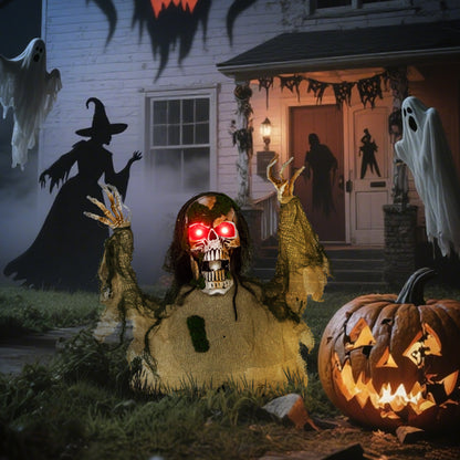 Voice Activated Halloween Animatronics Skeleton, Battery Operated