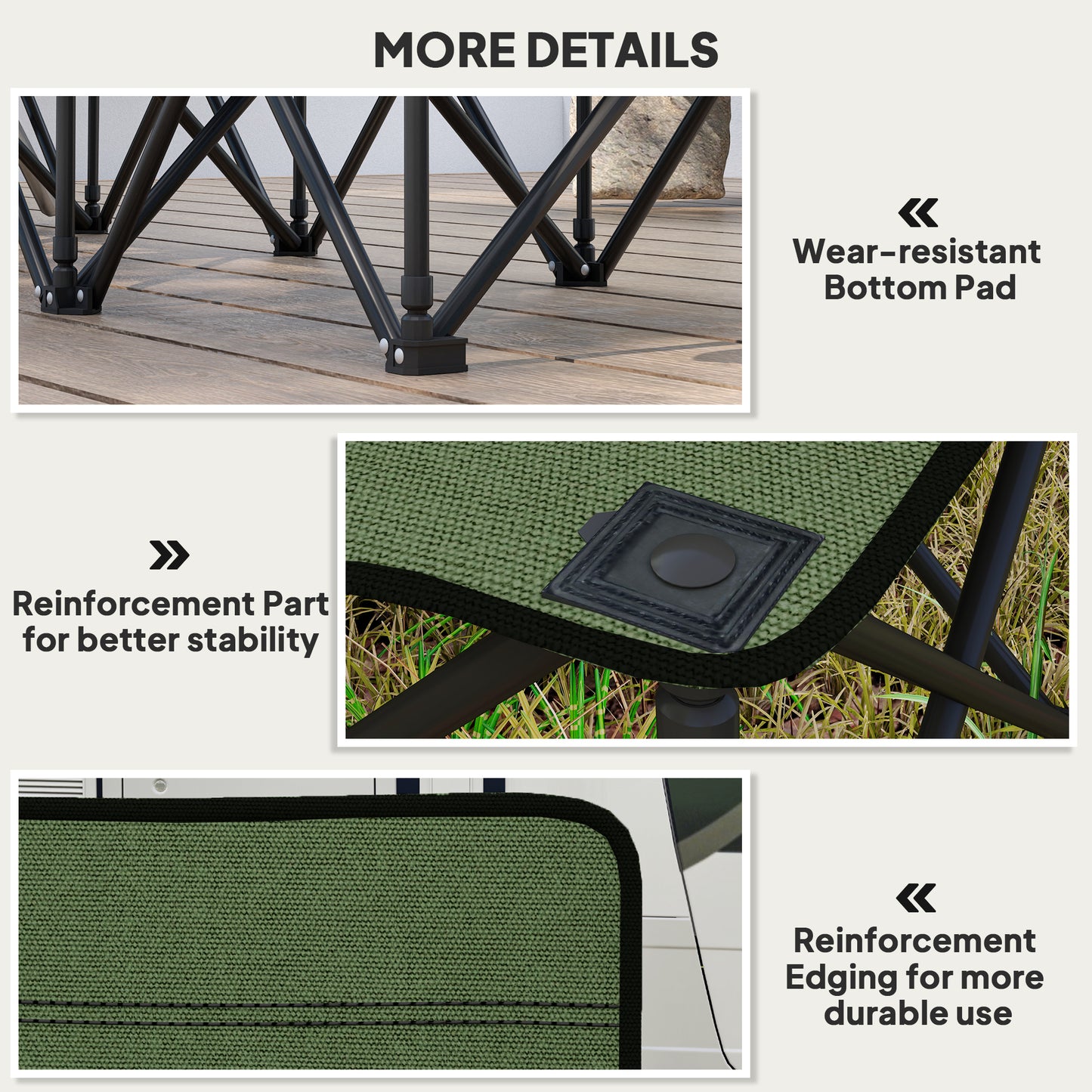 6 Seater Folding Bench Camping Chair with Cup Holder, Green